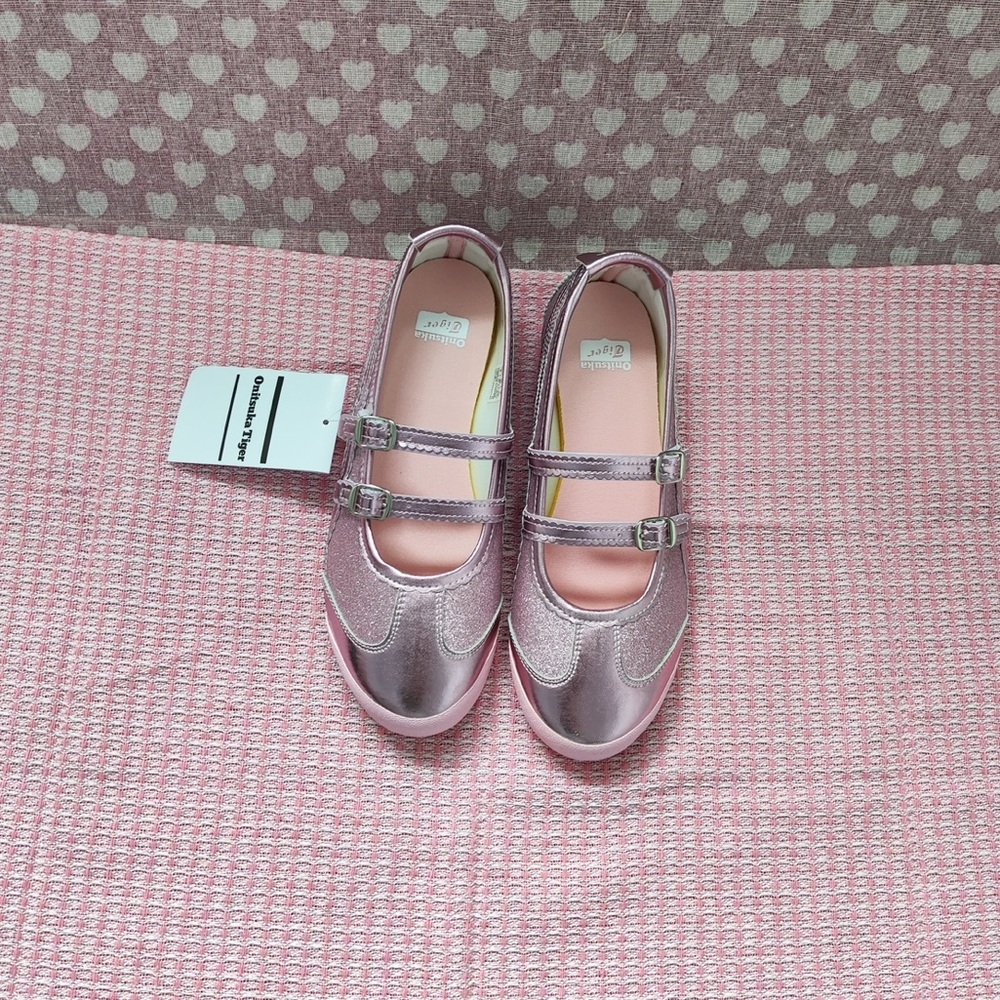 Onitsuka Tiger by Asics Shimmery Pink Double-Strap Mary Jane Shoes